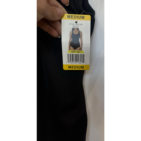 Womens Hurley One Piece Ribbed Swimsuit UPF 50+ Size M Minimalist Modest‎ NWT - Picture 6 of 9